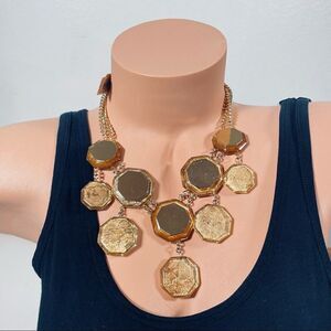 NWT Kenneth Cole $135 Vintage Y2K Gold-Tone Geometric Foil Bead Shaky Necklace